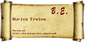 Burics Ervina névjegykártya